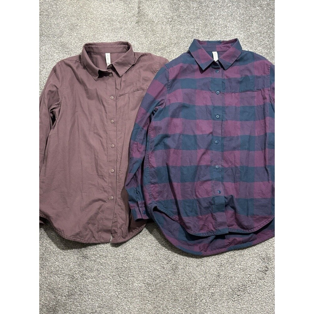 Lululemon Full Day Ahead Flannel Bundle Shirt Antique Bark Purple Women’s Size 8